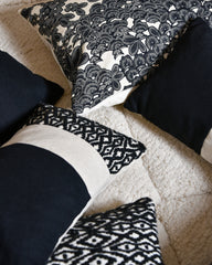 Coussin lin et laine noir et blanc  - Arpege Misto