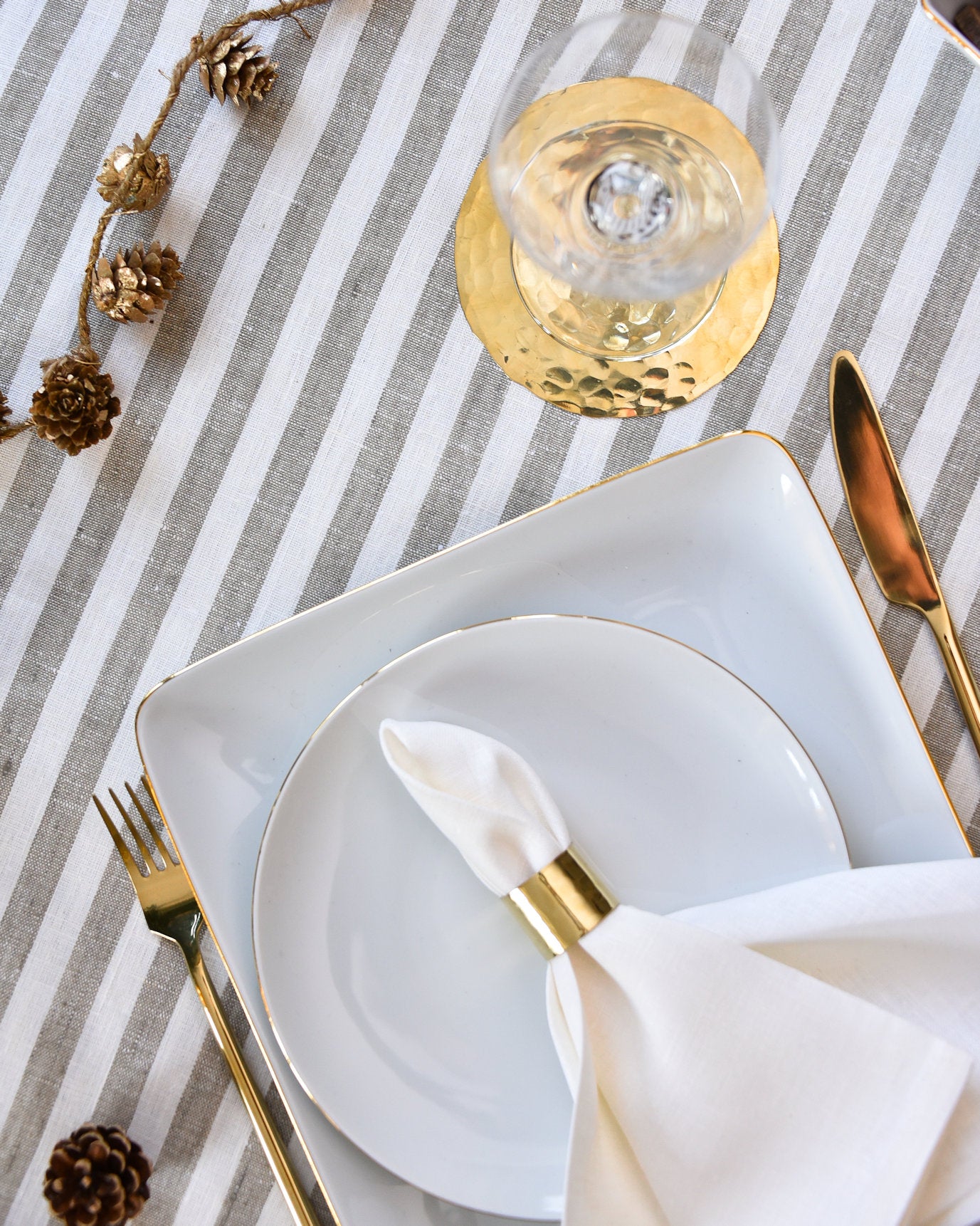 10 Ronds De Serviette Dorés FINELYCR - Style Feuille Pour Mariage, Noël, Repas Festifs