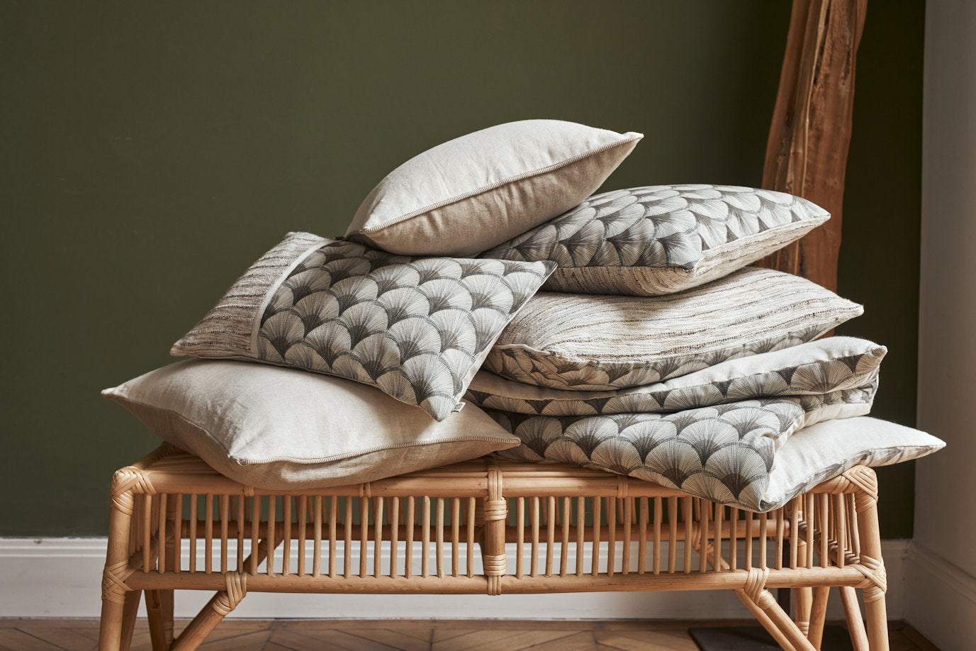 housse de coussin beige coton - collection Jeux de Plumes