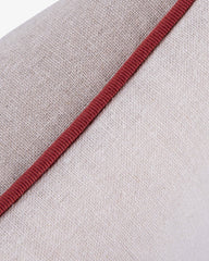 detail coussin lin beige et terracotta