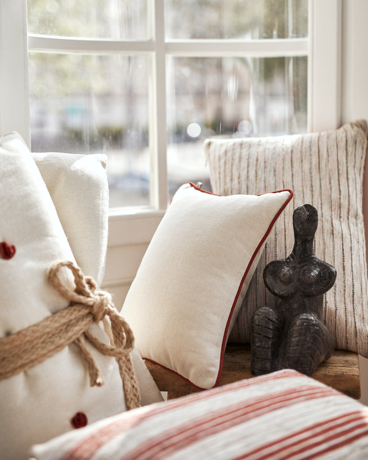 coussin haut de gamme beige et terracotta