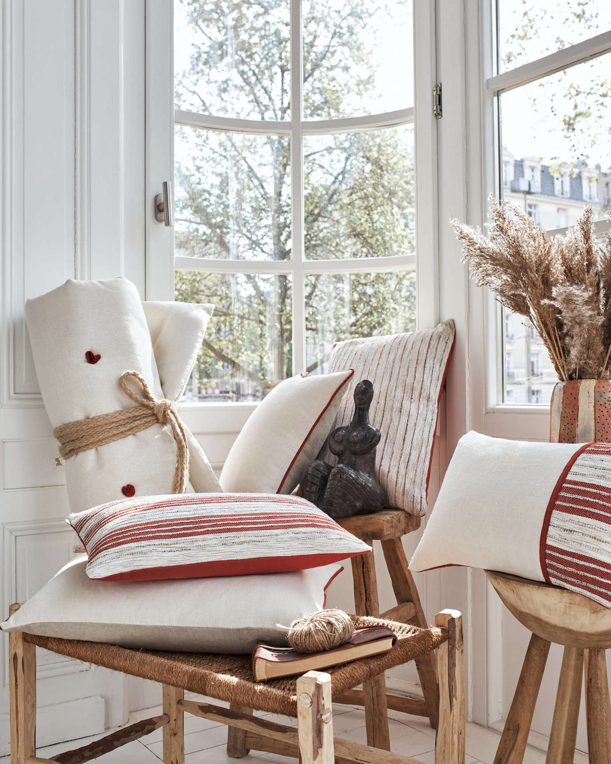 coussin lin beige haut de gamme