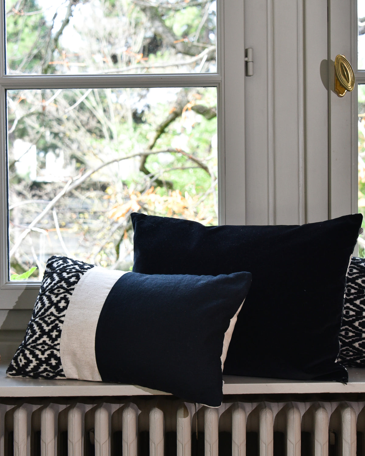 Coussin lin et laine noir et blanc  - Arpege Misto