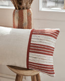 housse de coussin blanc rouge coton lin