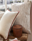 housse de coussin blanc rouge coton lin, terracotta