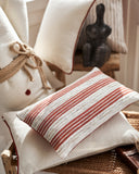Housse de coussin blanc et rouge coton - Terracotta