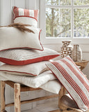 housse de coussin blanc rouge coton lin