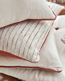 housse de coussin blanc rouge coton lin, terracotta