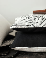 housse de coussin noir et blanc lin - collection MISS JUNGLE