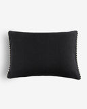 housse de coussin noir et blanc lin - côté Noir