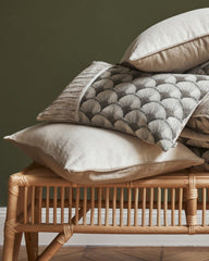 housse de coussin LINO Grège - Collection JEU DE PLUMES